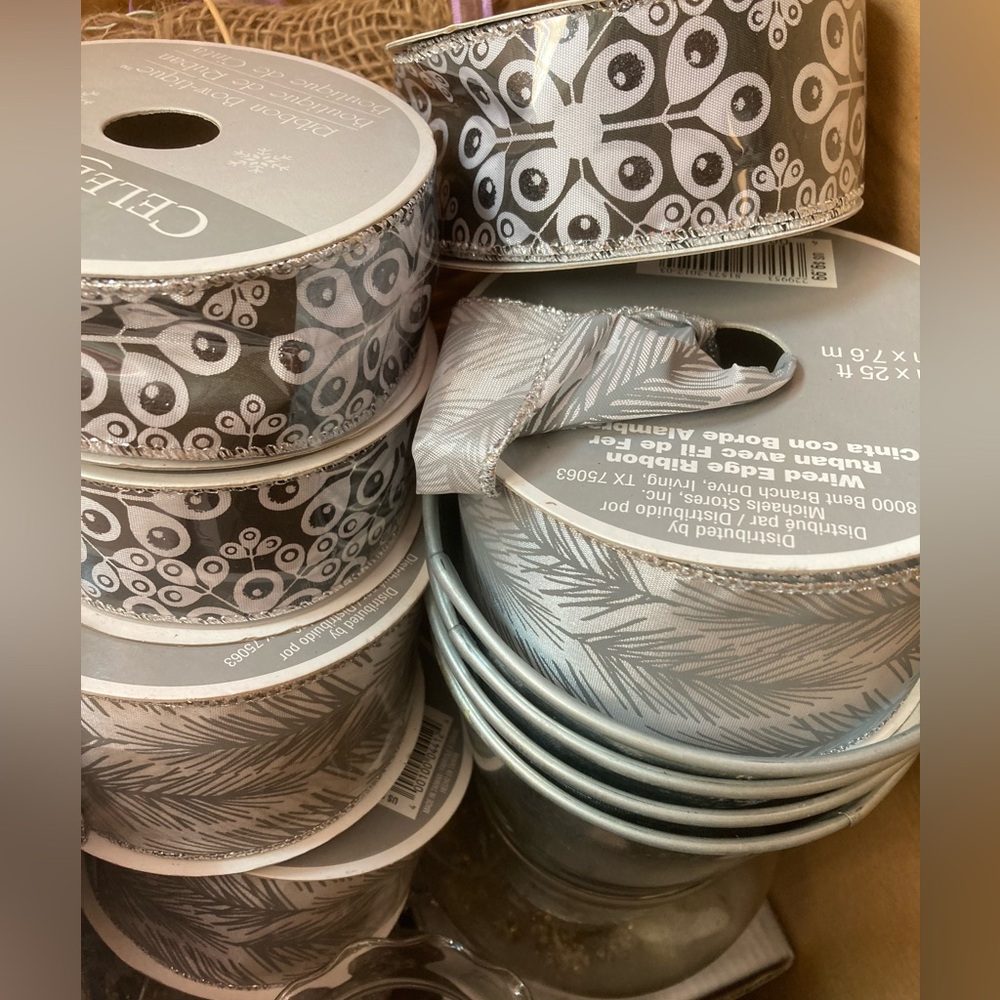 Silver and Gray Decorative Ribbon Set